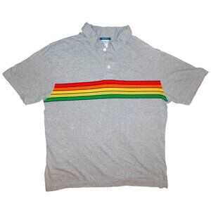 Old Navy Mens T-Shirt Small Gray Collared Cotton Color Stripes Chest